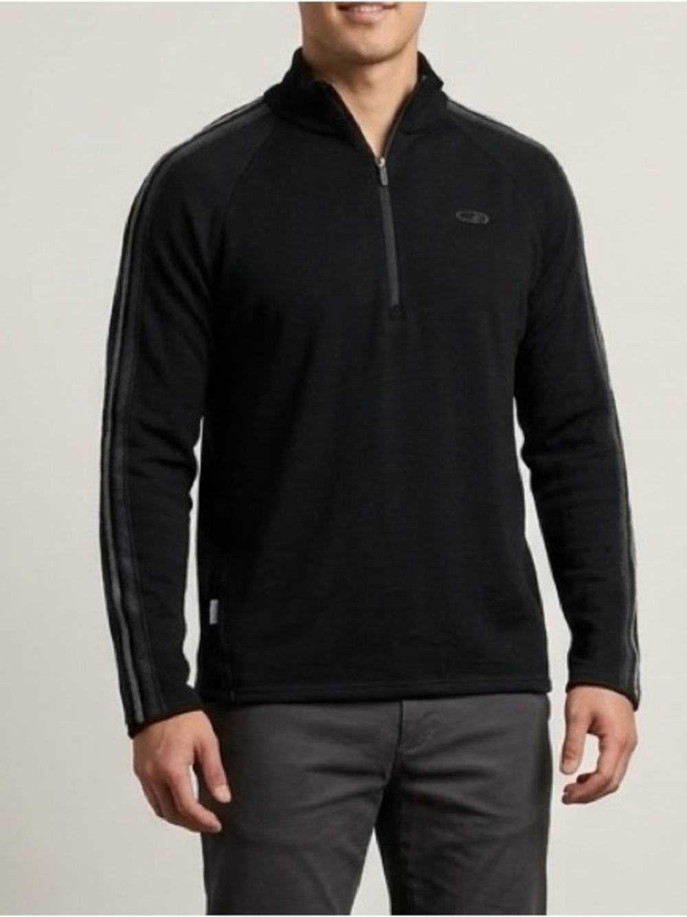 Icebreaker Men's Size M 100% Merino Wool Long Sleeve Half Zip Top Black